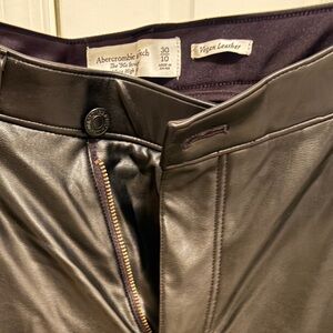 Abercrombie & Fitch Women's Black Vegan Leather Straight Leg Jeans